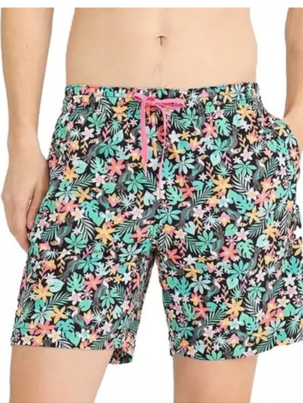 Chubbies  Classic Swim Trunks The Bloomerangs Black Floral Size XXL
